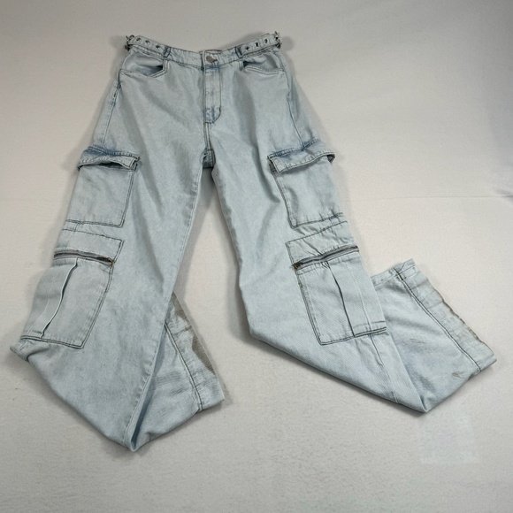 WeWoreWhat Denim - We Wore What Jeans Womens Size 27 Light Blue Cargo Wide Leg